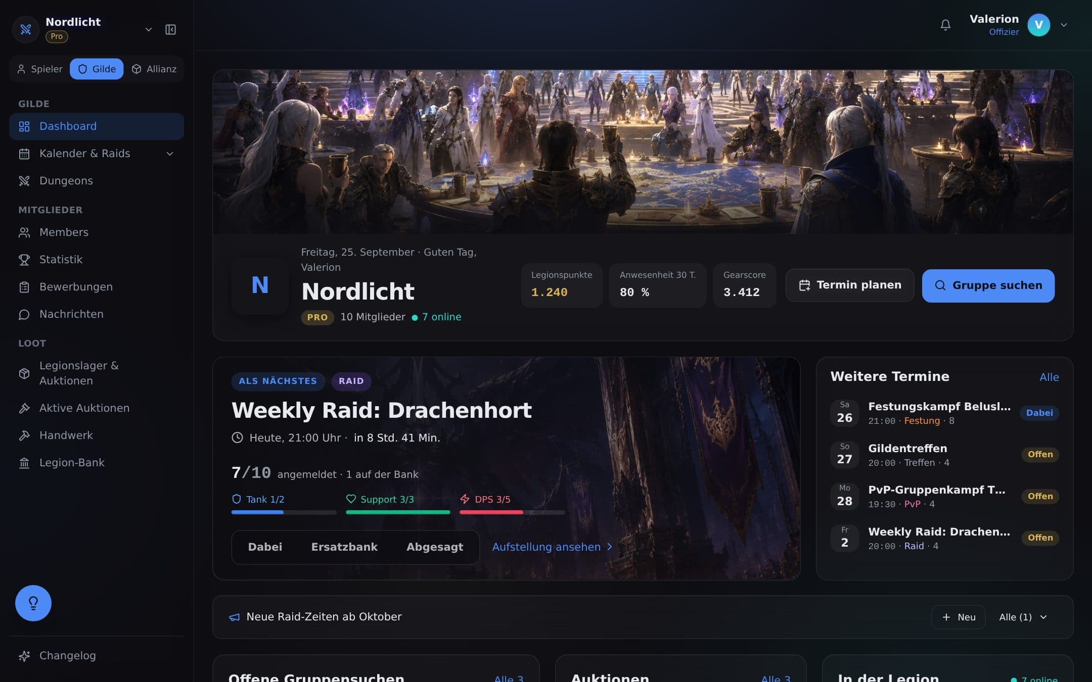Screenshot: Dashboard